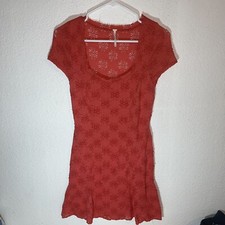 FREE PEOPLE  Stretch Floral Lace S/S Lined Fitted Mini Dress size S