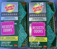 Scotch-Brite Advanced Scrub Dots Heavy Duty Scrubbers 2 Sponges Lot Of 2