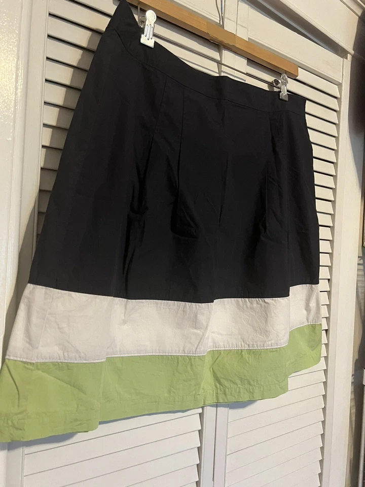 Falda BASS para mujer talla 16 100 % algodón hasta la rodilla azul a rayas alineado Foto 2 de 4