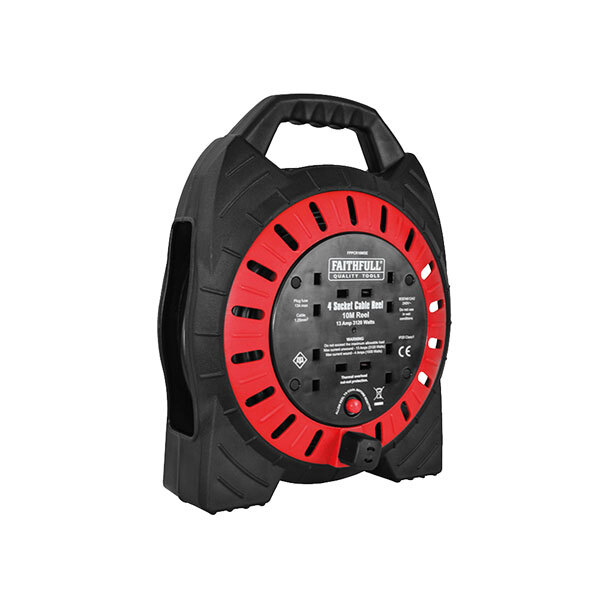 Faithfull Power Plus FPPCR10MSE Semi-Chiusi Cavo Rocchetto 240V 13A 4-Socket 10m