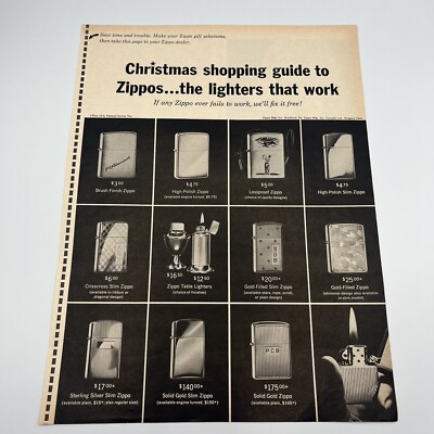 Zippo Lighters 1962 Shopping Guide Vintage Print Ad 10''x13.5'' different styles