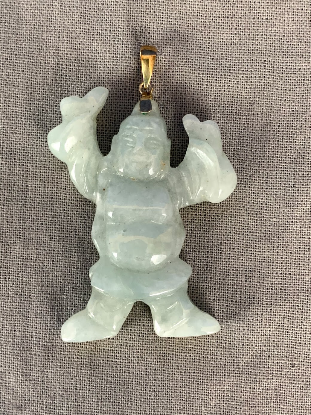 Pendentif Bouddha En Or 14K Et Jade Vert - Vintage - Occasion