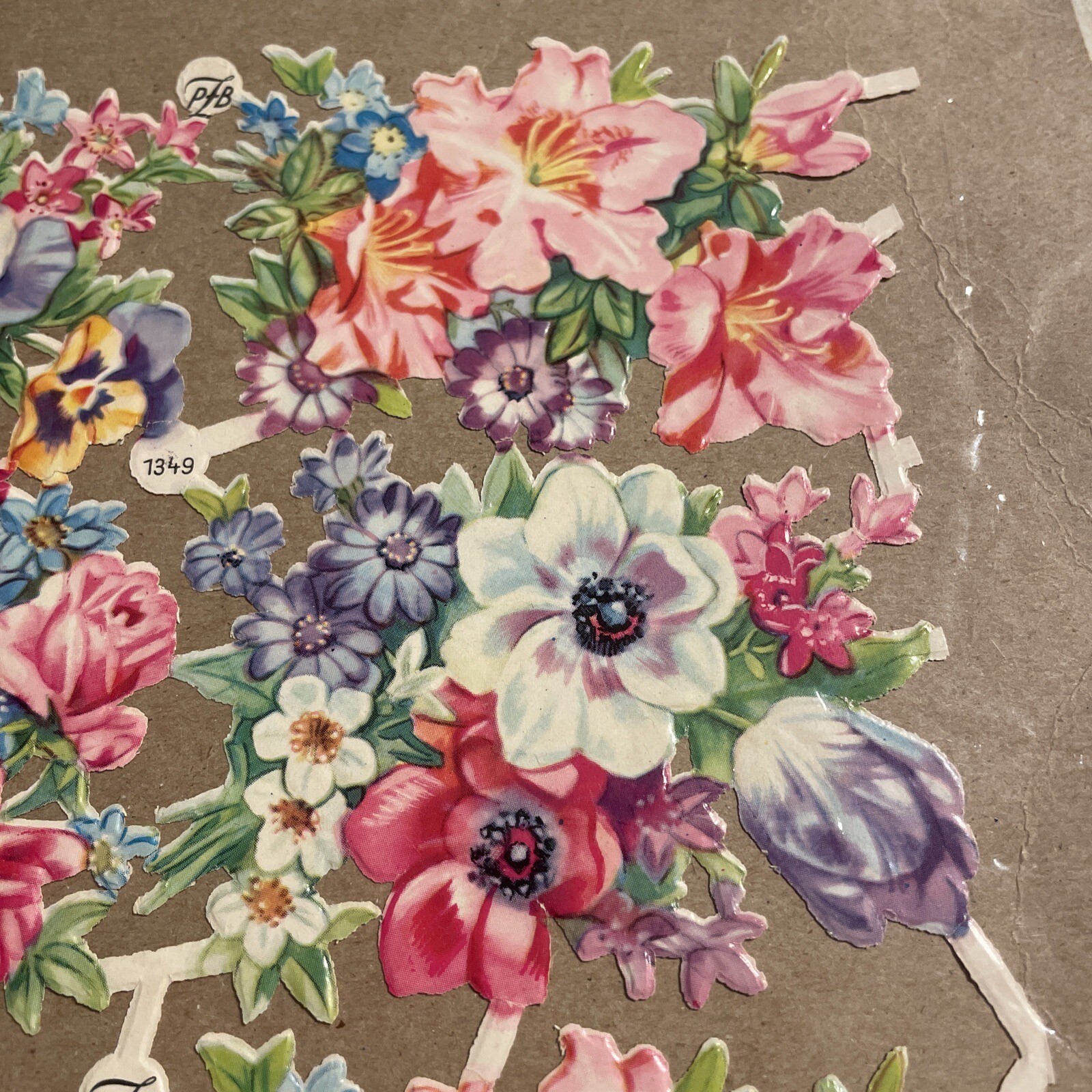 Vintage Embossed Die Cut Victorian Paper Flowers Roses No. 1349 PLB