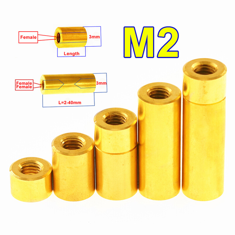 M2 Brass Round Standoffs Spacers Female Threaded Long Nuts Connector 2
