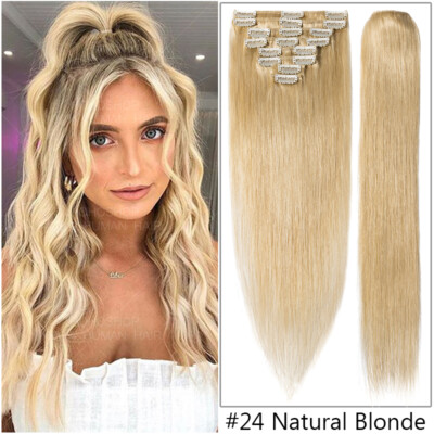 8 Haarteile Clip In Remy Echthaar Hair Extensions Haarverlängerung Tressen 120g