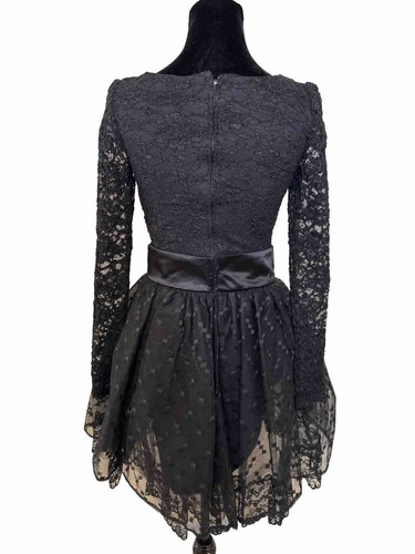 Vintage Gunne Sax Jessica McClintock S schwarz Spitze 90er Kleid Minikleid Urlaub - Bild 5 von 14