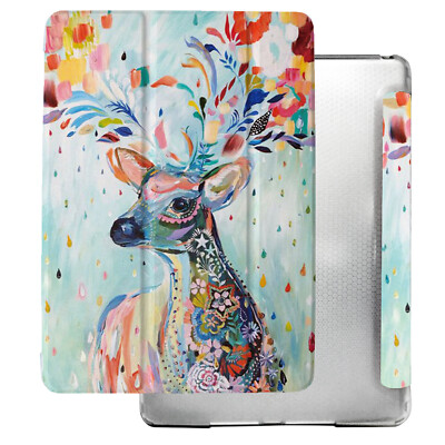iPad Air 1 2 3 4 5 PRO 10.5 7.9 10.2 9.7 10.9 11 TPU Clear Back Cover Deer Print