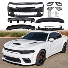 Front Bumper Cover Grille Kit Primed Black Fit For 2015-2023 Dodge Charger SRT