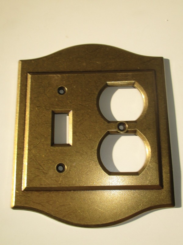 Vintage Brass Light Switch 2 Plug Outlet Plate Cover