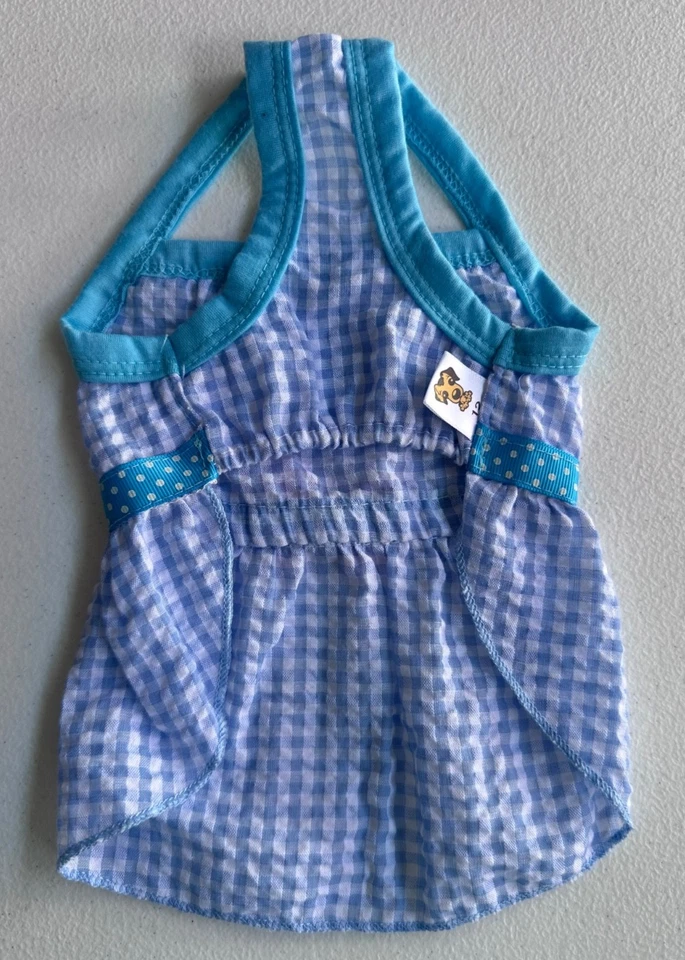 2 Vestido para Perros Pequeños S Falda Lazo Volantes Seersucker Ropa para Animales Ropa para Mascotas Foto 3 de 4