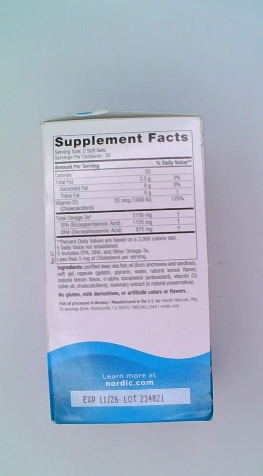 Nordic Naturals Ultimate Omega 2X Vitamina D3 60ct Limón 2150mg Omega3 11/26 Foto 2 de 2