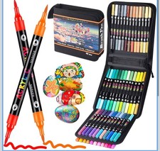 96 Colors Acrylic Panit Markers, 48 Pcs Dual Brush Tip Dual Colors Acrylic Paint