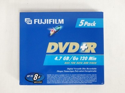 Fujifilm 5 Pack DVD+R Sealed New Blank Discs Media 8X 4.7GB 120MIN