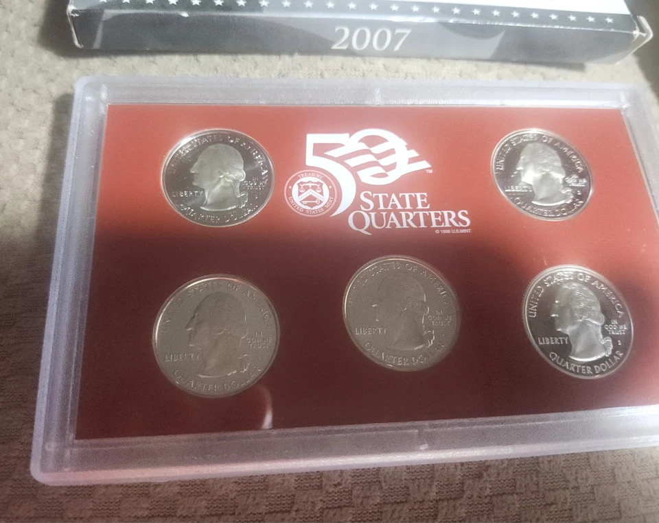 2007 S SILVER STATE QUARTER SET (5) PROOF COINS WITH Box And COA - Image 2 of 4