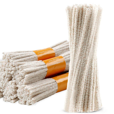 300 Pack 6-Inch Pipe Cleaners, Cotton and Plastic, for Pipe Maintenance, Cream