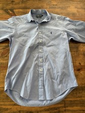 Ralph Lauren Men's Yarmouth Long Sleeve Button-Up Size 16 32-33 Logo Blue Collar