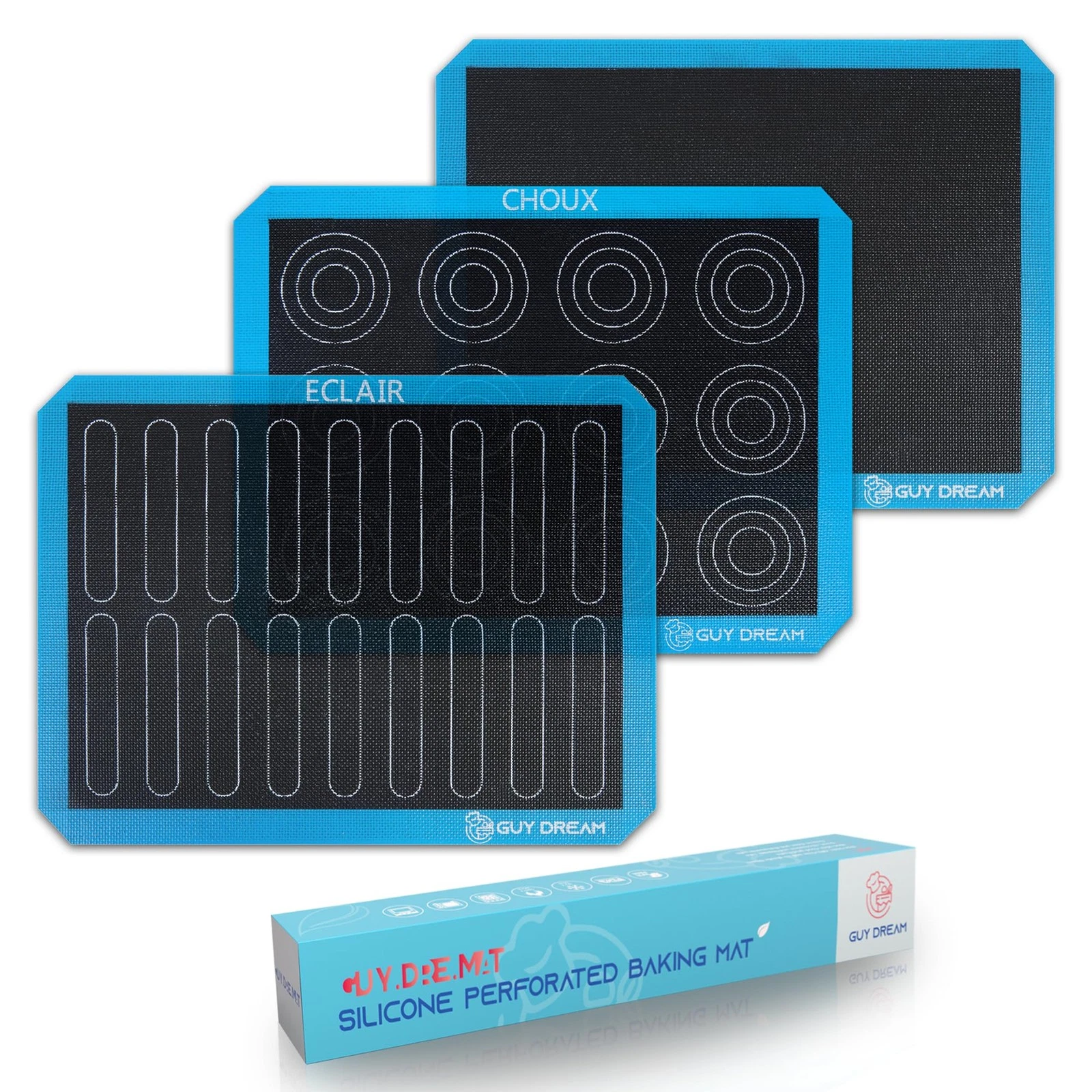 3PCs GUY DREAM Perforated Silicone Baking Mat 11-4/5" x 15-3/4" - 1 Choux Mat...