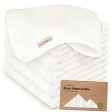 6-Pack Soft Baby Washcloths, Viscose from Bamboo - 10x10 Inch Pack of 6 White