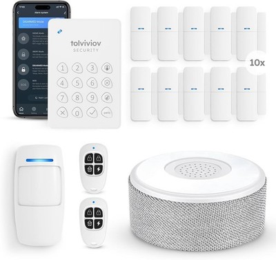 Alarm System for Home Security, Door Alarm Systems, App Alerts, 15Piece Kit, No