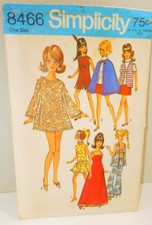 Simplicity Pattern 8466 Barbie Fashion Doll Clothes Wardrobe 1960's Mod