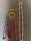 Vintage Bakelite? Jewelry Lot Necklaces Bangle Earrings Beads Art Deco Estate
