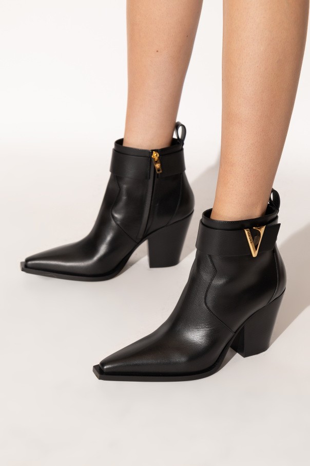 Versace - Women - Leather heeled ankle boots - Black thumbnail 2