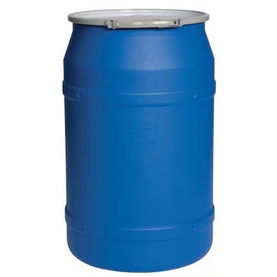 Open Head Transport Drum, Polyethylene, 55 Gal, Unlined, Blue, 1656Mb