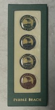 NWB LOT OF 4 PEBBLE BEACH 1919 GOLF LINKS BALL MARKERS W/ORIGINAL BOX