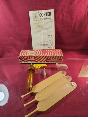 #ad Vintage BW Copter Whirlybird Helicopter Toy W Box amp; Manual Incomplete 1950s $36.77