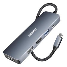 USB C Hub with 4K HDMI Certified , 100W Power Delivery, 3 USB-A, 5-in-1 Gray