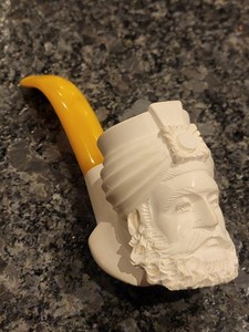 Vtg UNUSED Genuine REAL Meerschaum Pipe Hayim Pinhas w/Box & Paperwork TURKEY