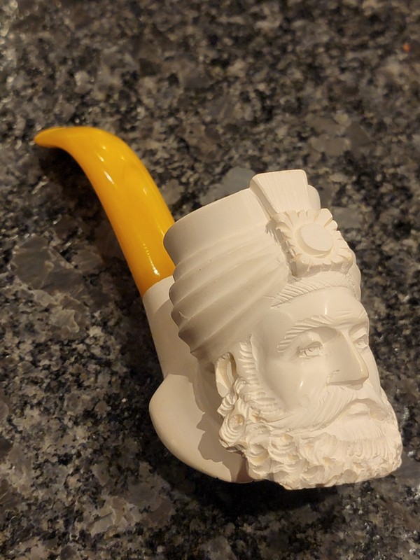 Vtg UNUSED Genuine REAL Meerschaum Pipe Hayim Pinhas w/Box & Paperwork TURKEY