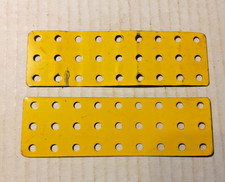 Gilbert /Erector Set Part ME: 1" x 4"  3 x 9 hole Yellow Steel Plates: 2