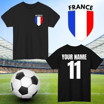 Personalisiertes Frankreich Fußball T-Shirt individuell Name und Nummer Sportliebhaber zu