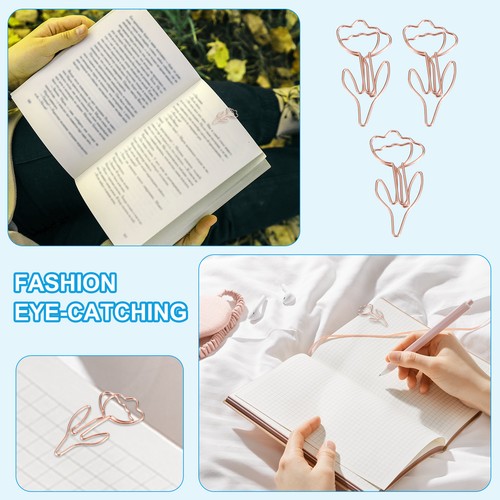 60 pezzi a forma di fiore carino fermacarte per divertenti forniture oro rosa - Afbeelding 4 van 5