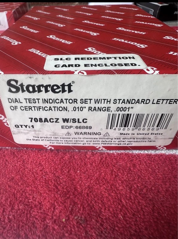 Brand new Starrett 708ACZ WI SLC dial test indicator set with standard letter