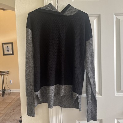 SMARTWOOL Shadow Pine Hoodie Sweater Size Large Black Gray Knit Lightweight