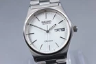 Vtg 1983 N MINT SEIKO Chronos Qz Silver KANJI Day-Date Mens Watch New Batt JAPAN