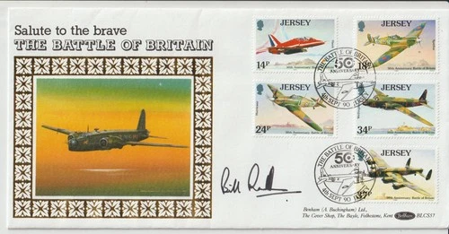 BATTLE OF BRITAIN ( JERSEY ) - SIGNED BILL REID ?? - 1990 FIRST DAY COVER
