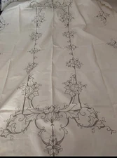 Vintage Hand Embroidered Rectangular Tablecloth