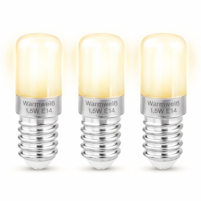 3x LED Kühlschrankbirne E14 Kühlschranklampe Leuchtmittel warm-weiß Birne 1,5W