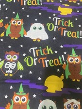 Halloween Fabric Trick Or Treat - 2 Yds Long - 42 Wide - Cotton On Black