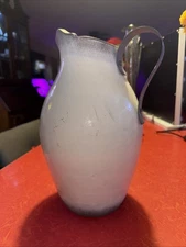 Vintage Marlow Pottery Jug Pitcher Vase white Glaze Iron Handle Philippines