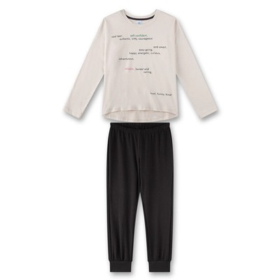 Sanetta Mädchen Schlafanzug, 2-tlg. Set - lang, Pyjama, Baumwolle, Motiv Beig...