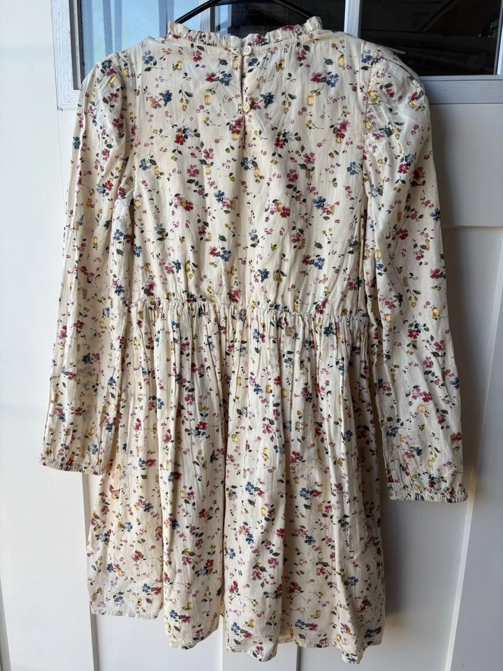 Gap Dress Girls XL(12) Cream Floral Metallic Shine Smocked Trim Skater NWT - Image 2 of 4
