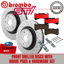 Front Brembo Disc Brake Pad And Drilled Rotor Kit For Subaru Wrx Sti 18-2021 Front Brembo Disc Brake Pad And Drilled Rotor Kit For Subaru Wrx Sti 18-2021