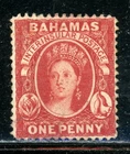 BAHAMAS 16 SG33 Used 1877 1p red QVIC Wmk Crown CC Reversed Perf 14 CV$20