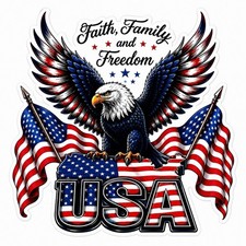 Faith Family Freedom Bald Eagle American Flag...