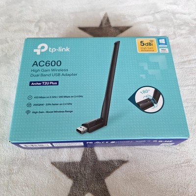 TPLink AC600 Archer T2U Plus USB WiFi Adapter Dual Band 5GHZ/2.4GHZ for PC - New
