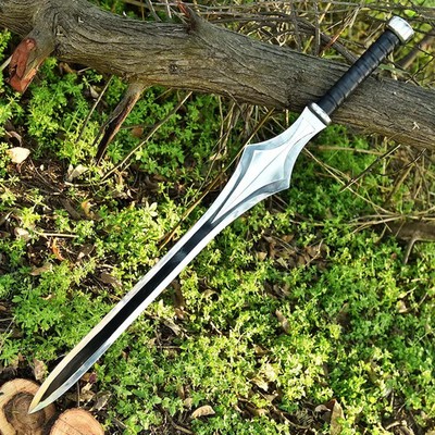 Handmade Power Style Sword Stainless Steel Display w/ Leather Sheath Gift